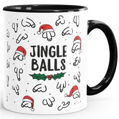 Kaffee-Tasse Jingle Balls Penis Muster Weihnachten Pimmel mit Weihnachtsmütze Bürotasse lustige Geschenke MoonWorks®