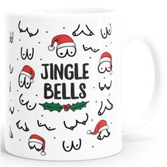 Kaffee-Tasse Jingle Bells Brüste Muster Weihnachten Titten mit Weihnachtsmütze Bürotasse lustige Geschenke MoonWorks®
