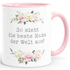 Kaffee-Tasse Geschenk für Mama Spruch lustig Muttertagssprüche Blumen Rosen Blüten Moonworks®