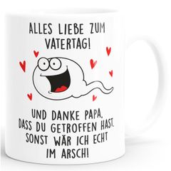 Kaffee-Tasse Danke Papa dass du getroffen hast Geschenk lustig zum Vatertag Spermium Moonworks®