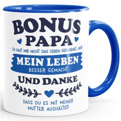 Kaffee-Tasse Geschenk Bonus-Mama | Bonus Papa Stiefmutter | Stiefvater zum Muttertag | Vatertag Spruch Moonworks®