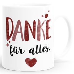 Kaffee-Tasse Danke für Alles Dankeschön-Geschenke Vatertag Muttertag Geburtstag Weihnachten Herz Moonworks®