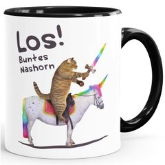 Kaffee-Tasse Katze Satire Los buntes Einhorn Unicorn Nashorn Pferd Bürotasse lustige Kaffeebecher MoonWorks®