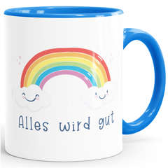 Kaffee-Tasse Regenbogen Alles wird gut Geschenk-Tasse Trost Mustmacher positiv denken durchhalten Moonworks®