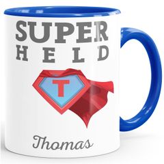 Kaffee-Tasse mit Namen Initiale personalisierbar Aufdruck Superheld/Superheldin persönliches individuelles Geschenk Moonworks®