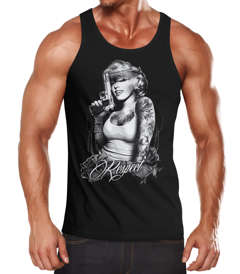 Marylin Gangster Herren Tanktop Respect mit Pistole Moonworks®