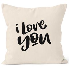 Kissen-Bezug Ich liebe Dich I love You Kissen-Hülle Deko-Kissen Baumwolle MoonWorks®