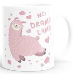 Kaffee-Tasse Spruch No Drama Lama Tier Motiv rosa Bürotasse lustige Kaffeebecher MoonWorks®
