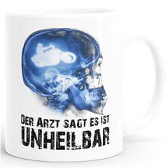 Kaffee-Tasse Xray Der Arzt sagt es ist unheilbar Hobby Schädel Röntgenbild Biker Motorrad Chopper Motorradfahrer Geschenk-Tasse Moonworks®