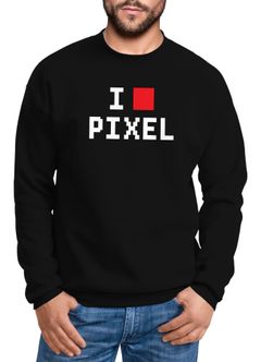 Sweatshirt Herren I Love Pixel Rundhals-Pullover Moonworks®
