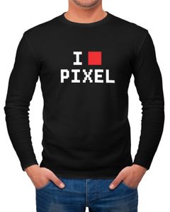 Herren Long-Sleeve I Love Pixel Langarm-Shirt Moonworks®