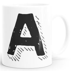 Kaffee-Tasse Buchstaben Buchstabe glänzend Kaffeetasse Teetasse Keramiktasse MoonWorks®