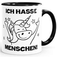 Einhorn Spruch - Ich hasse Menschen Kaffee-Tasse Trend Geschenk Kollegin MoonWorks®