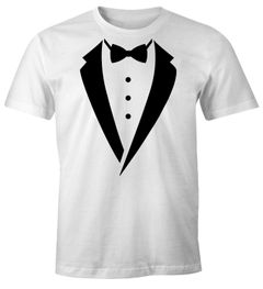 Anzug T-Shirt Smoking Tuxedo Anzug Aufdruck Fun-Shirt Moonworks®