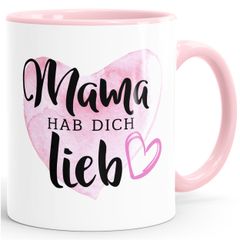 Geschenk-Tasse Muttertag Mama hab dich lieb Herz Kaffeetasse Teetasse Keramiktasse MoonWorks®
