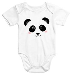 kurzarm Baby-Body mit Aufdruck Panda Gesicht Pandabär Tiergesichter Bio-Baumwolle Moonworks®