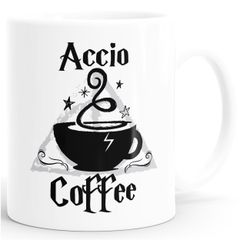 Spruch-Tasse Accio Coffee Kaffee-Tasse Teetasse Keramiktasse MoonWorks®