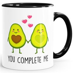Geschenk-Tasse Liebe Avocado You complete me Kaffeetasse Teetasse Keramiktasse MoonWorks®