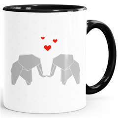 Kaffee-Tasse Origami Elefanten Pärchen verliebt Paar Liebe Geschenk-Tasse MoonWorks®