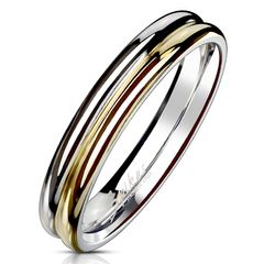 Zweifarbiger, moderner  Partnerring aus Edelstahl für Damen und Herren | Verlobungs-Ring | Ehe-Ring | Nickel-frei