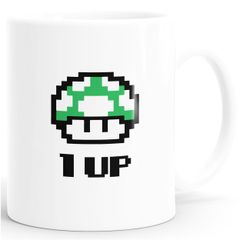 Kaffee-Tasse Geburtstag Retro Pixel-Pilz 1-Up-Pilz Level-Up Gaming Konsole 90er MoonWorks®