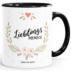 Geschenk Tasse Kaffeetasse Lieblingsmensch Danke Liebe Freundschaft Familie MoonWorks® Tasse Innenfarbe