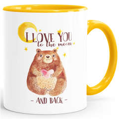 Kaffee-Tasse Bär mit Herz Watercolor I love you to the moon and back Geschenk-Tasse Liebe MoonWorks® 