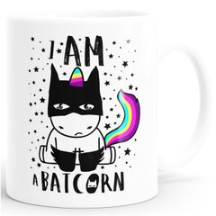 Kaffee-Tasse Einhorn Unicorn Batcorn einfarbig MoonWorks®