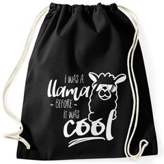 Turnbeutel I was a llama before it was cool Gymbag cooles Lama mit Sonnenbrille Moonworks®