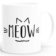 Kaffee-Tasse Katze Meow Miau Cat Teetasse einfarbig MoonWorks®