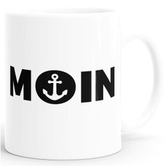 Kaffee-Tasse Moin mit Anker Frühstückstasse einfarbig MoonWorks®