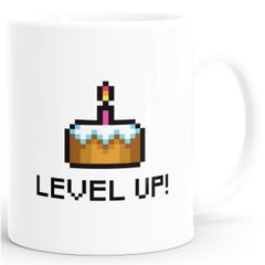 Kaffee-Tasse Geburtstag Level Up Pixel-Torte Retro Gamer Pixelgrafik Geschenk Arcade MoonWorks®