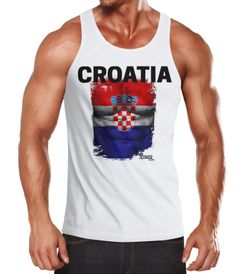 EM Tanktop Herren Fußball Kroatien Flagge Fanshirt Waschbrettbauch MoonWorks®
