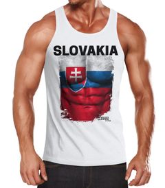EM Tanktop Herren Fußball Slowakei Flagge Fanshirt Waschbrettbauch MoonWorks®
