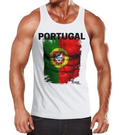 EM Tanktop Herren Fußball Portugal Flagge Fanshirt Waschbrettbauch MoonWorks®