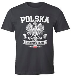 Herren T-Shirt WM Polska Polen Poland Flagge World Cup Drinking Team Fun-Shirt Moonworks®