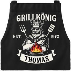 Grillschürze für Männer Grillkönig-Design mit Name und Jahr personalisiert Kochschürze Herren Grillgeschenk Schürze Baumwolle MoonWorks®