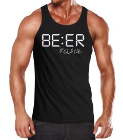 Herren Tanktop mit Bier-Spruch Beer o Clock Muskelshirt Tank Top Muscle Shirt Achselshirt Fun Shirt Moonworks®