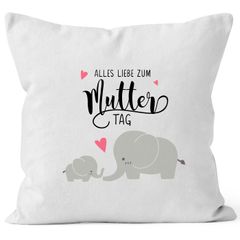 Kissen-Bezug Alles Liebe zum Muttertag Elefant Elefanten Mutter Kind Mutteragsgeschenk Baumwolle MoonWorks®
