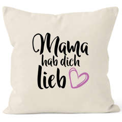 Kissen-Bezug Mama hab dich lieb Geschenk Muttertag Kissen-Hülle Deko-Kissen Baumwolle MoonWorks®