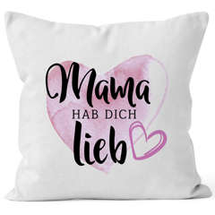 Kissen-Bezug Mama hab dich lieb Muttertagsgeschenk Kissen-Hülle Deko-Kissen Baumwolle MoonWorks®
