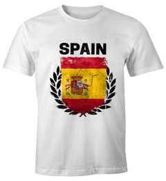 EM WM T-Shirt Herren Fußball Spanien Flagge Vintage Spain Fanshirt MoonWorks®