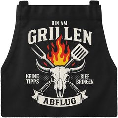 Grillschürze für Männer mit Spruch Bin am Grillen Bier bringen Abflug Kochschürze Herren für BBQ Schürze Baumwolle MoonWorks®
