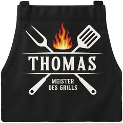 Grillschürze für Männer mit Name und Spruch personalisiert Meister des Grills Grillgeschenk Herren Schürze Baumwolle MoonWorks®