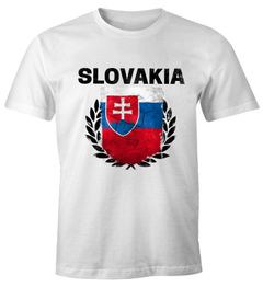 Herren T-Shirt - Fußball EM 2016 Slovakia Slowakei Flagge Vintage - Comfort Fit MoonWorks®