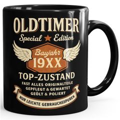 Kaffee-Tasse Geburtstag Oldtimer Geschenk für Männer personalisiert mit Alter Geburtsjahr Vintage-Design Moonworks®