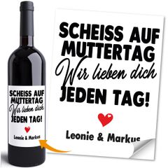 Weinetiketten Muttertag Mama personalisiert mit Nemen Flaschenetiketten selbstklebend Wein Geschenk Moonworks®