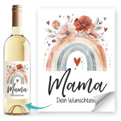 Weinetiketten personalisiert Geschenkidee Muttertag Mama Regenbogen Wunschtext Flaschenetiketten selbstklebend SpecialMe®