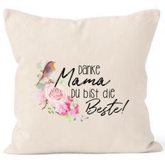 Kissen-Bezug Muttertagsgeschenk Danke Mama du bist die Beste Kissen-Hülle Deko-Kissen Baumwolle MoonWorks®