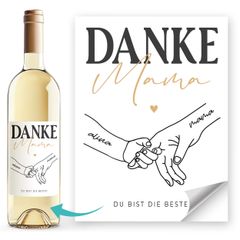 Weinetiketten personalisiert Muttertag Mama Hände mit Namen Flaschenetiketten selbstklebend Wein-Geschenk SpecialMe®